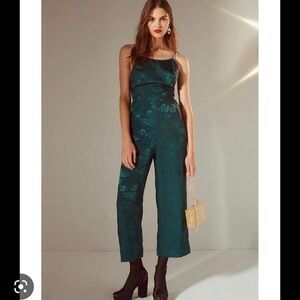 Urban Outfitters Lily Jacquard Jewel Tone Lace-Up Jumpsuit